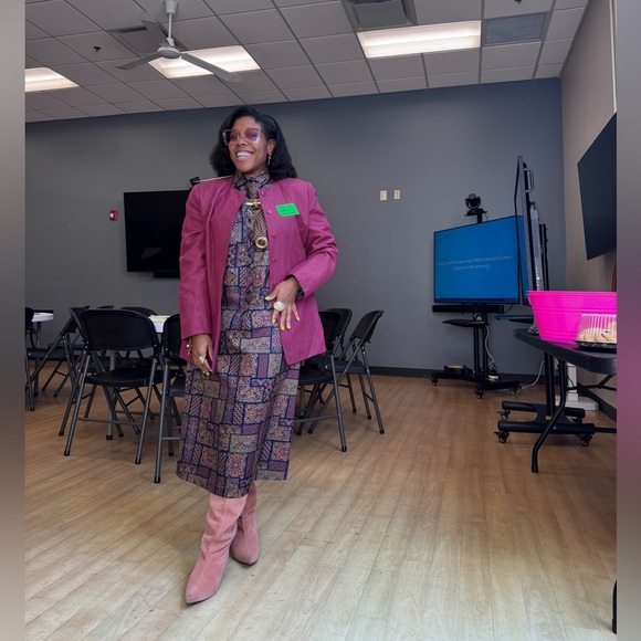 VTG Women’s Checkabery Lightweight Mixed Pattern Long Button Down Retro Dress - Picture 7 of 7